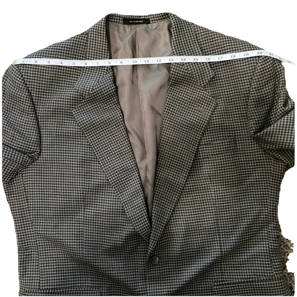 Vintage Monsieur Givenchy Houndstooth Blazer Sport Coat 48L USA Wool Quiet Lux‎